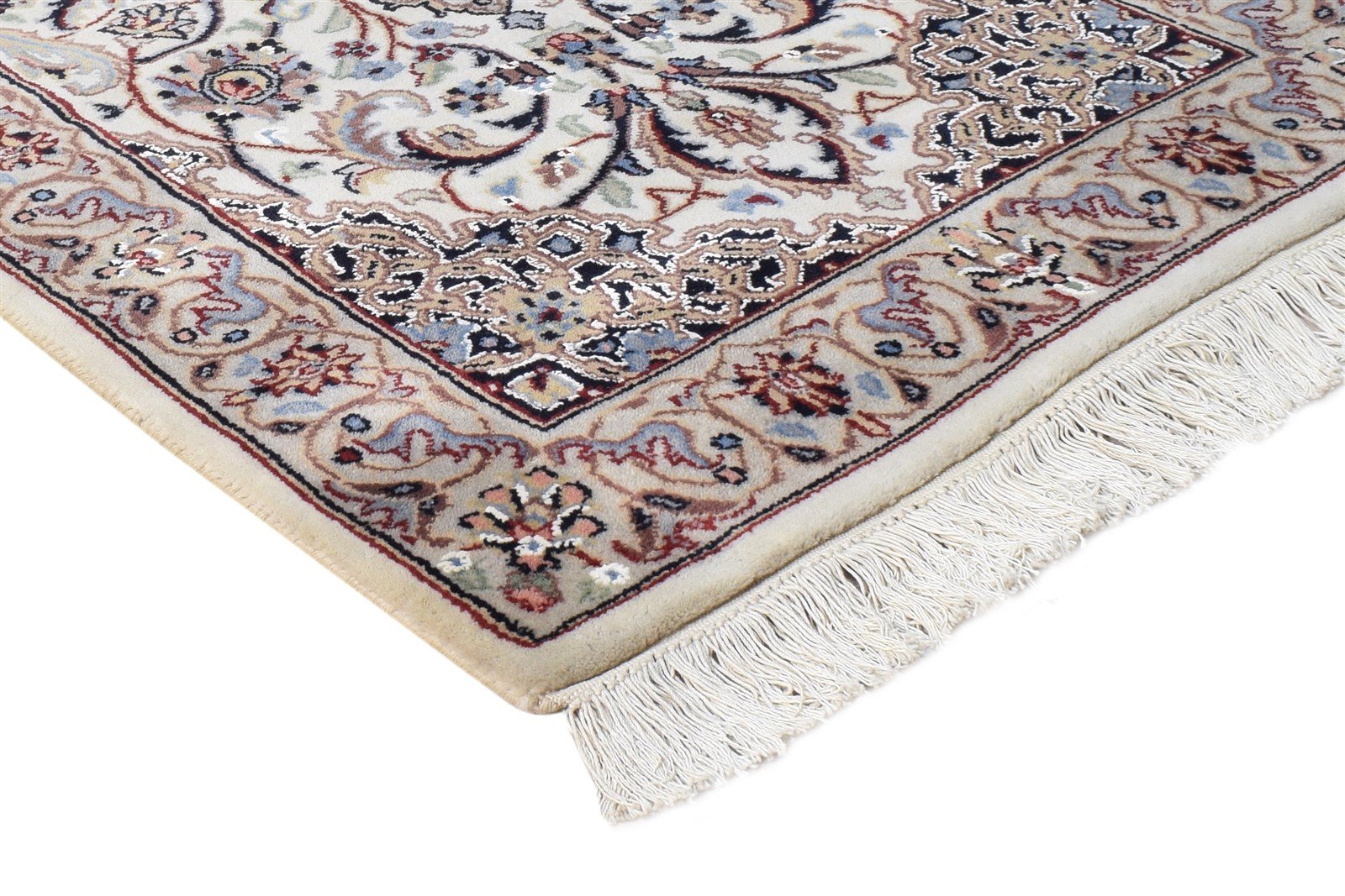 Cream Wool Rug 2'6 X 5' Persian Hand Knotted Nain Oriental Small Carpet 