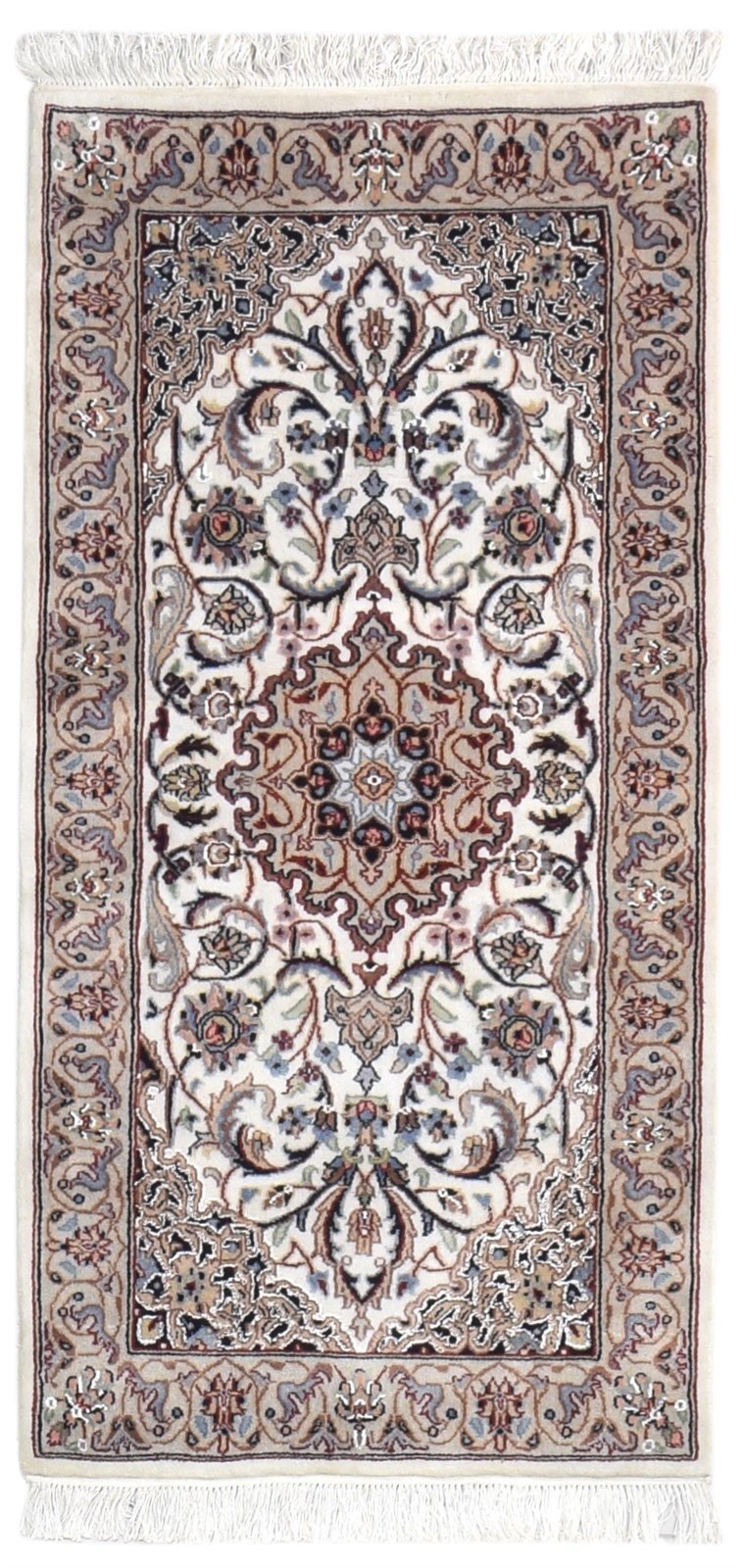 Cream Wool Rug 2'6 X 5' Persian Hand Knotted Nain Oriental Small Carpet 