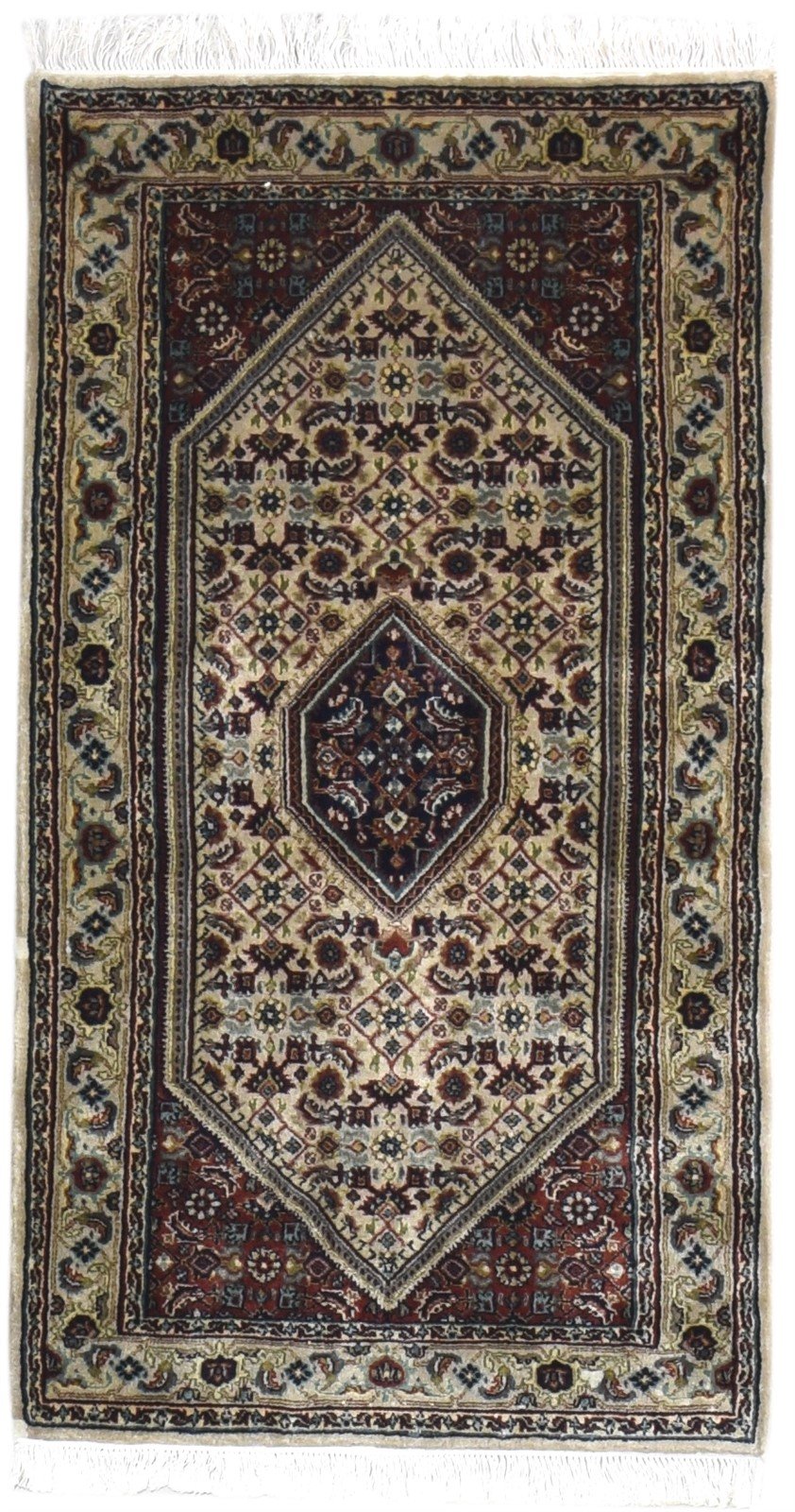 Cream Wool Rug 3' X 5' Persian Hand Knotted Tabriz Medallion Small Carpet 