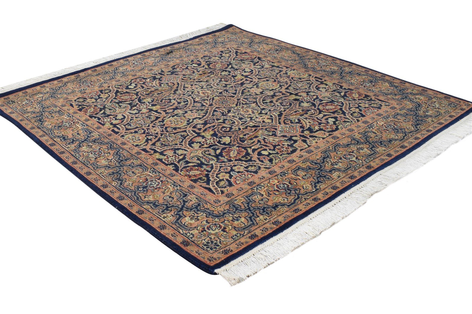 3' X 3' Rug Wool Navy Blue Persian Hand Knotted Tabriz Oriental Room Size Carpet 