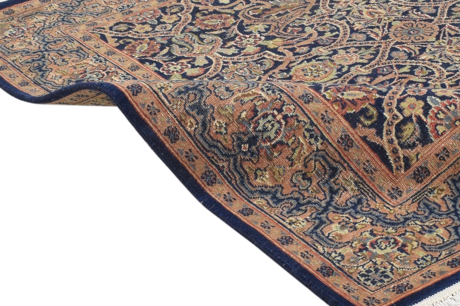 3' X 3' Rug Wool Navy Blue Persian Hand Knotted Tabriz Oriental Room Size Carpet 