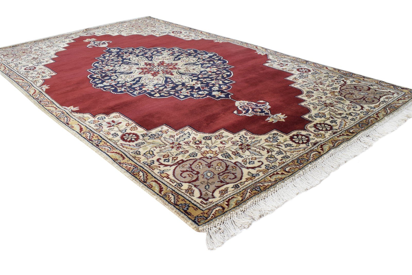 Hand Knotted Red Wool Rug 4' X 6' Persian Agra Medallion Room Size Carpet 