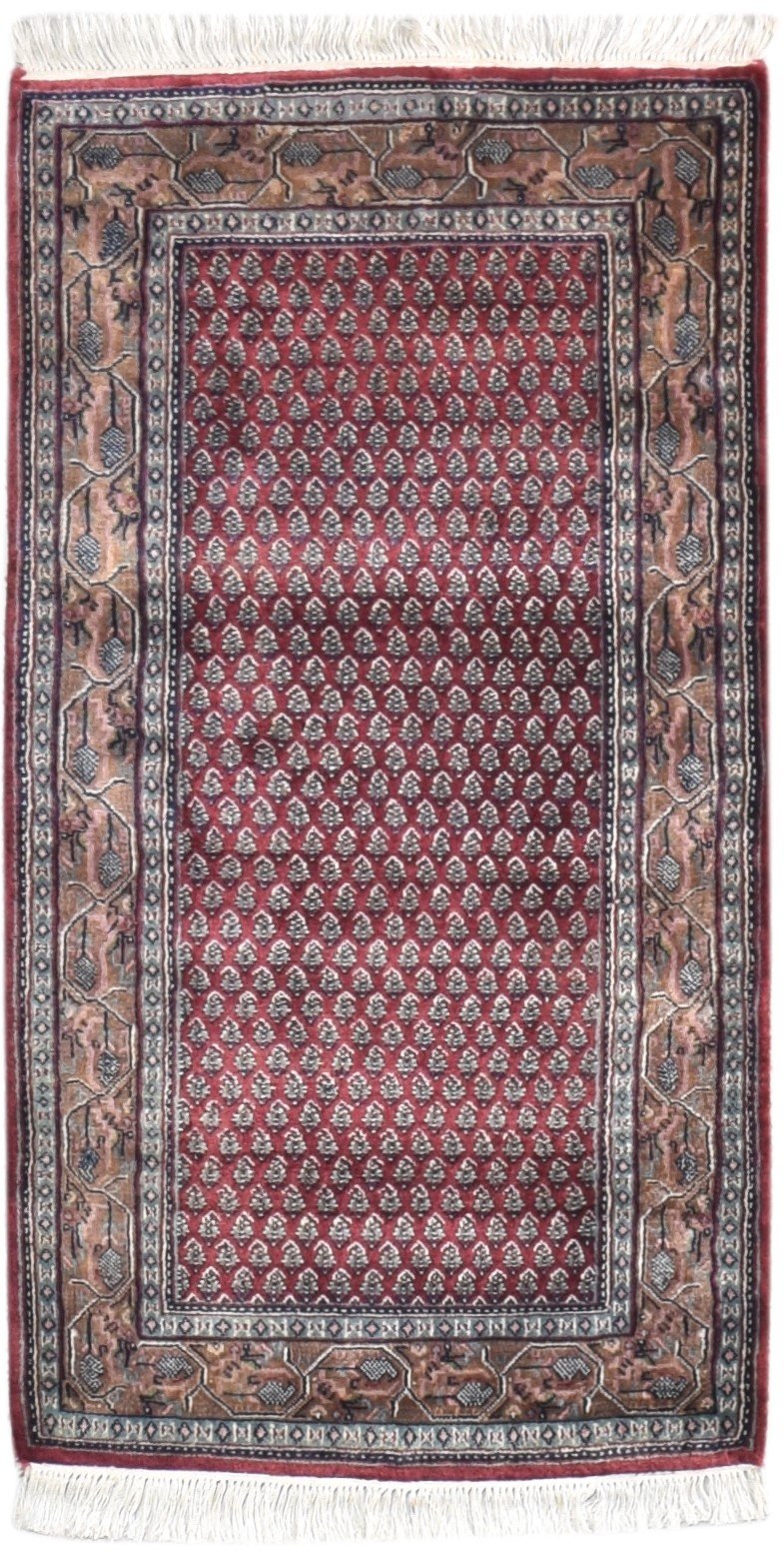 Red Wool Rug 2' X 4' Persian Hand Knotted Tabriz Oriental Small Carpet 