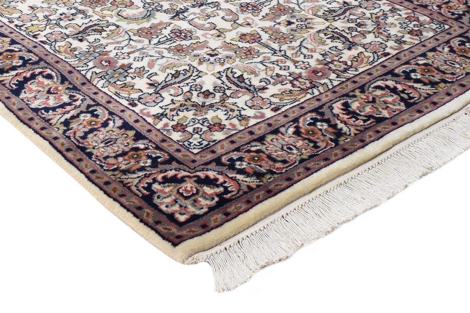 Wool Cream Rug 3' X 13' Persian Hand Knotted Kashan Oriental Small Runner 