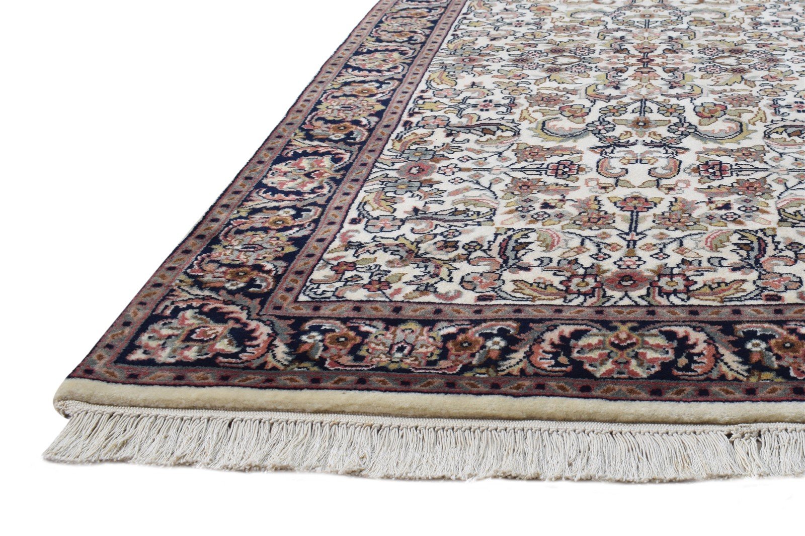 Wool Cream Rug 3' X 13' Persian Hand Knotted Kashan Oriental Small Runner 