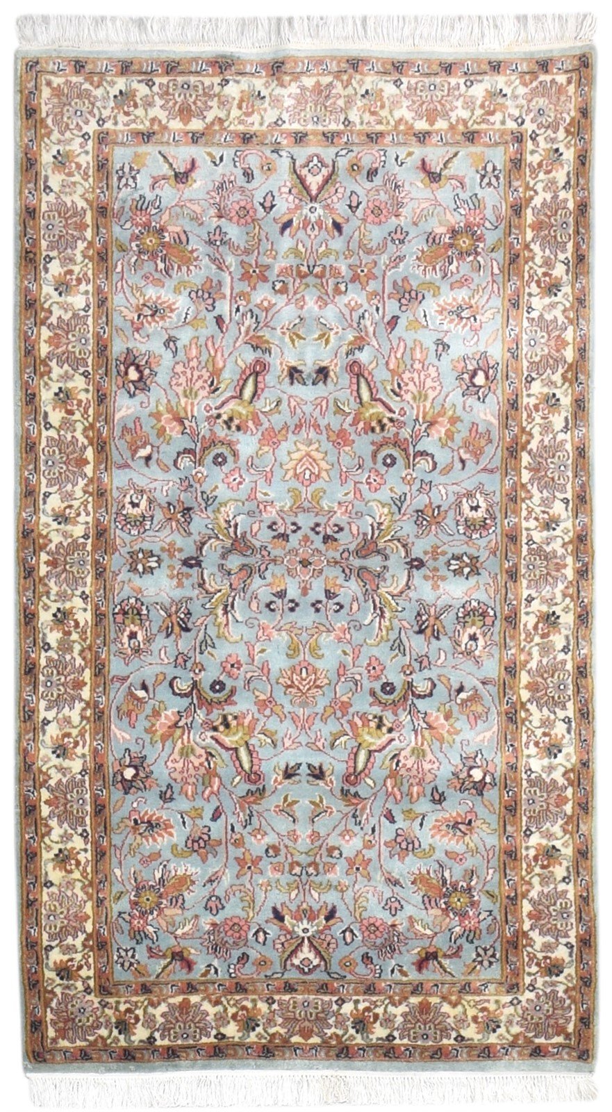 Hand Knotted Blue Wool Rug 3' X 5' Persian Kashan Oriental Small Carpet 