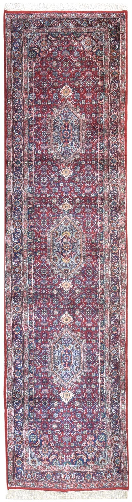 Red Wool Rug 3' X 10' Persian Hand Knotted Tabriz Medallion Small Runner 