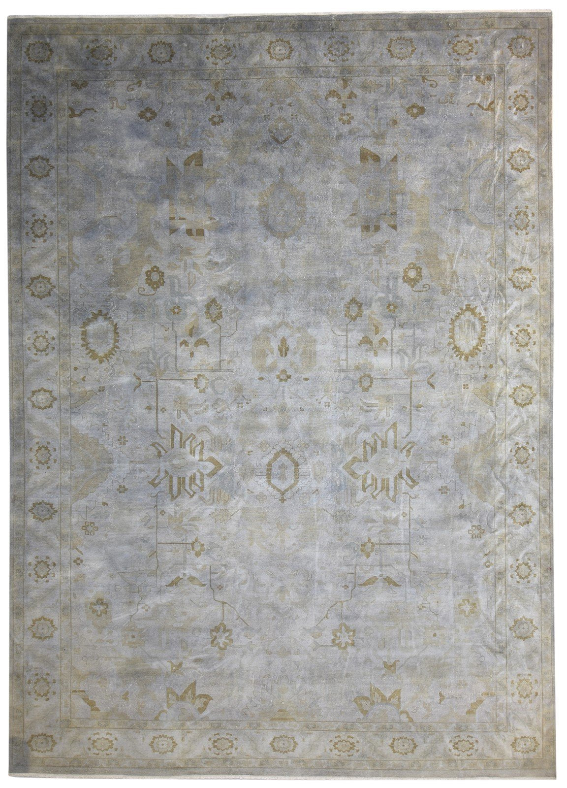 Grey Wool Rug 10' X 14' Persian Hand Knotted Oushak Oriental Extra Large Carpet 