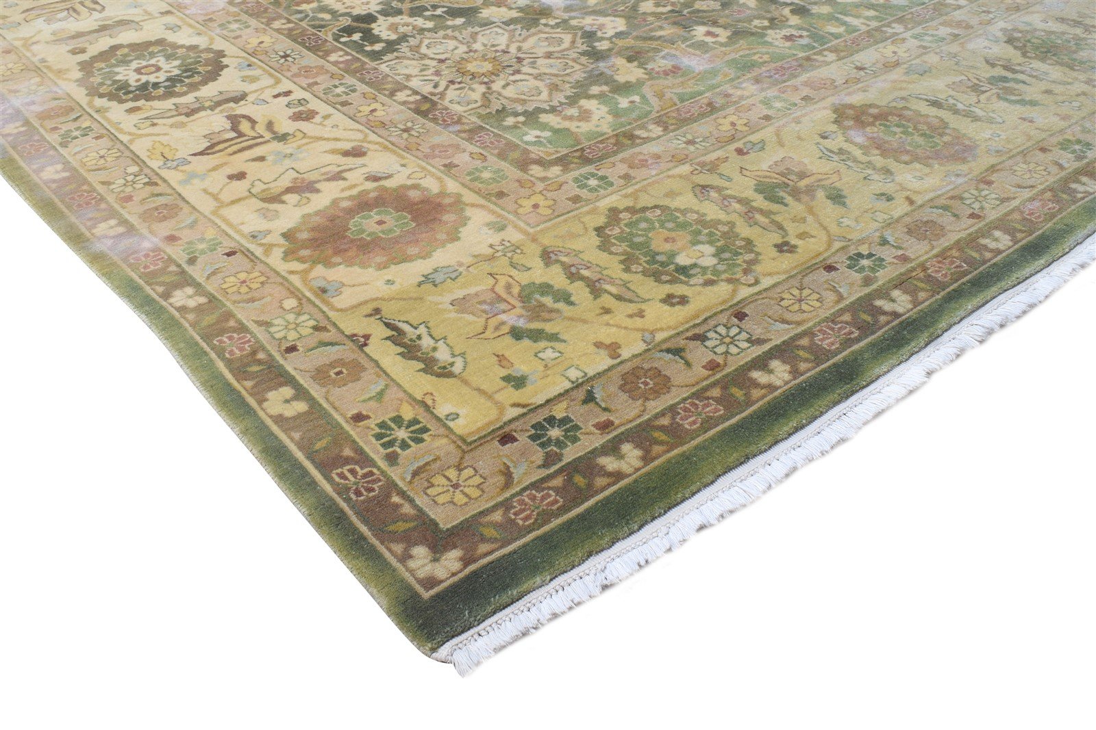 Wool Green Rug 10' X 14' Persian Hand Knotted Kashan Oriental Extra Large Carpet 