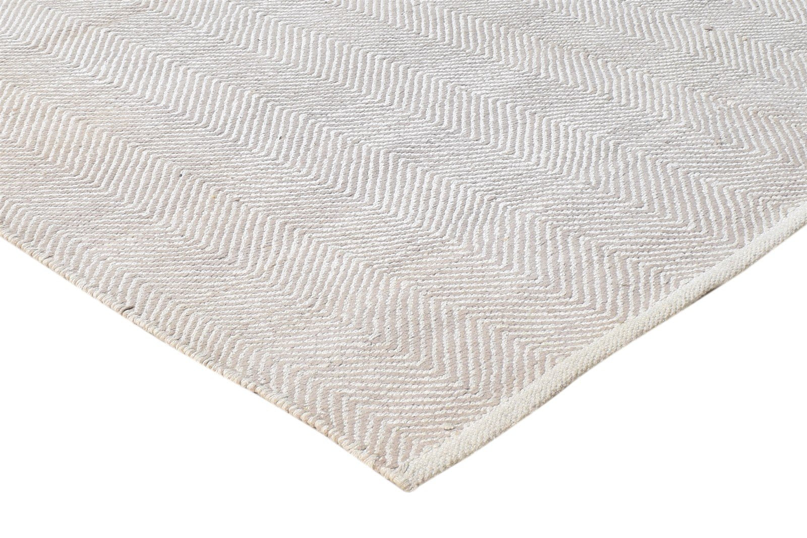 4' X 5' Rug Wool Beige Modern Dhurrie Scandinavian Chevron Room Size Carpet 