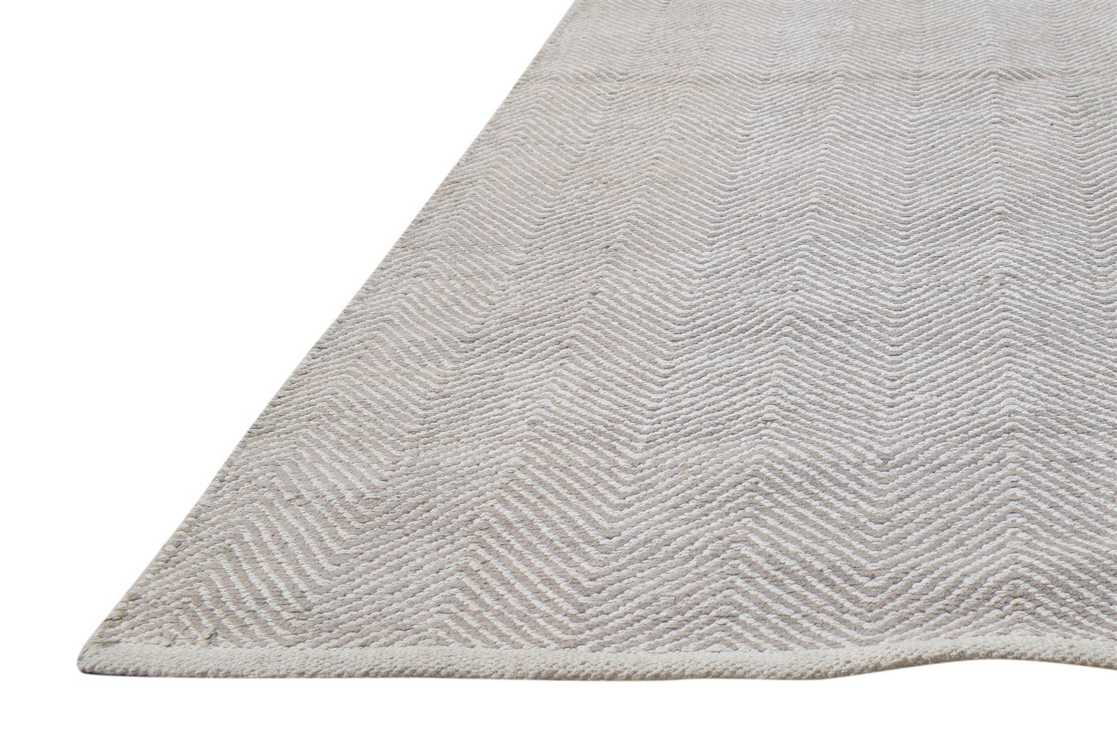 4' X 5' Rug Wool Beige Modern Dhurrie Scandinavian Chevron Room Size Carpet 