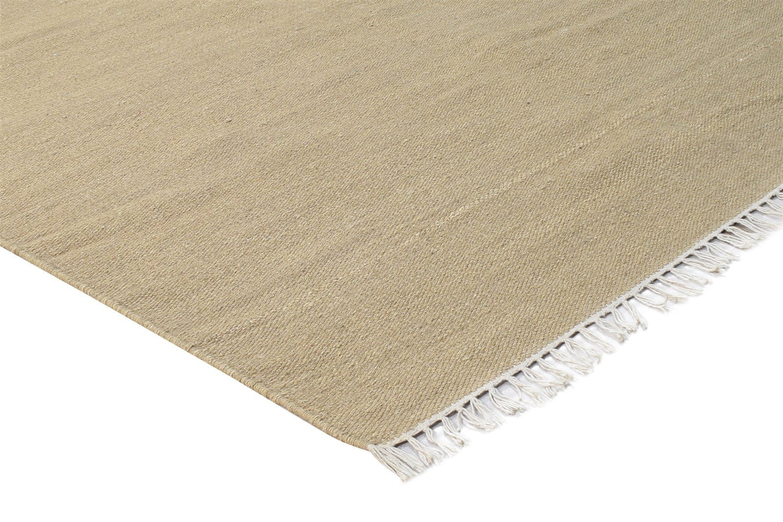 Beige Wool Rug 4' X 6' Modern Dhurrie Scandinavian Solid Room Size Carpet 