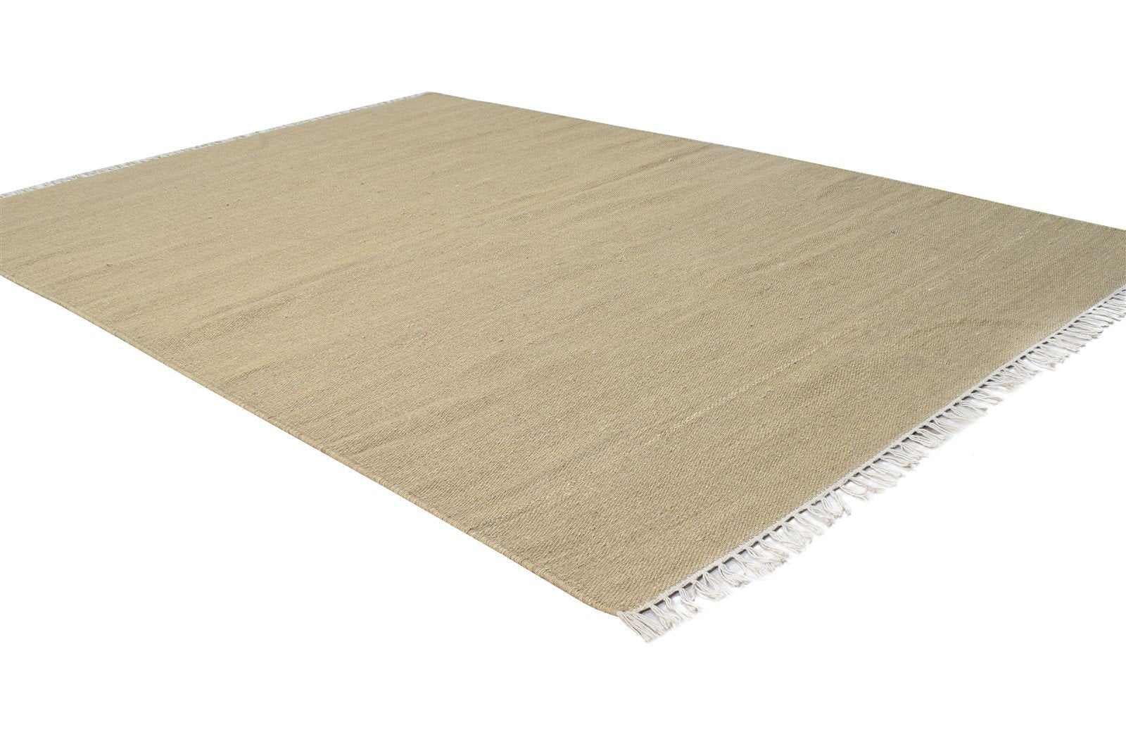 Beige Wool Rug 4' X 6' Modern Dhurrie Scandinavian Solid Room Size Carpet 