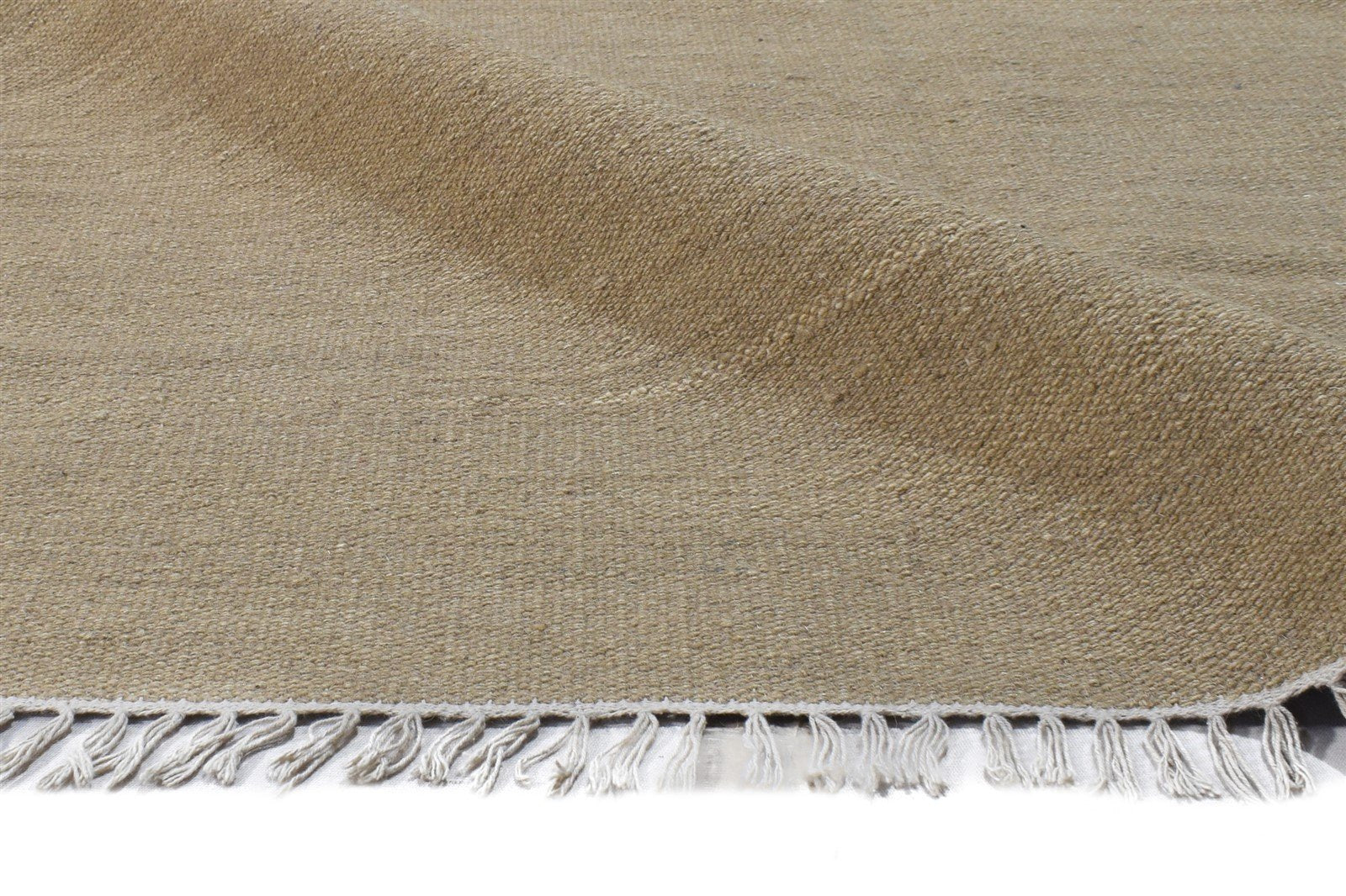 Beige Wool Rug 4' X 6' Modern Dhurrie Scandinavian Solid Room Size Carpet 