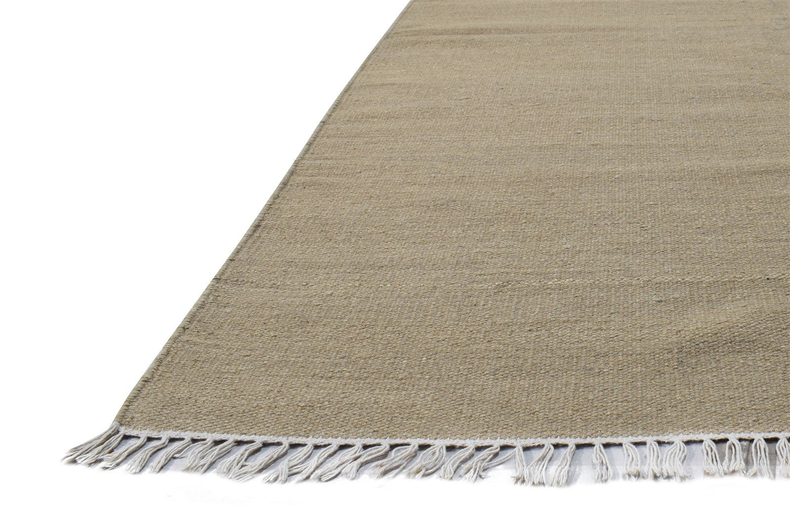 Beige Wool Rug 4' X 6' Modern Dhurrie Scandinavian Solid Room Size Carpet 