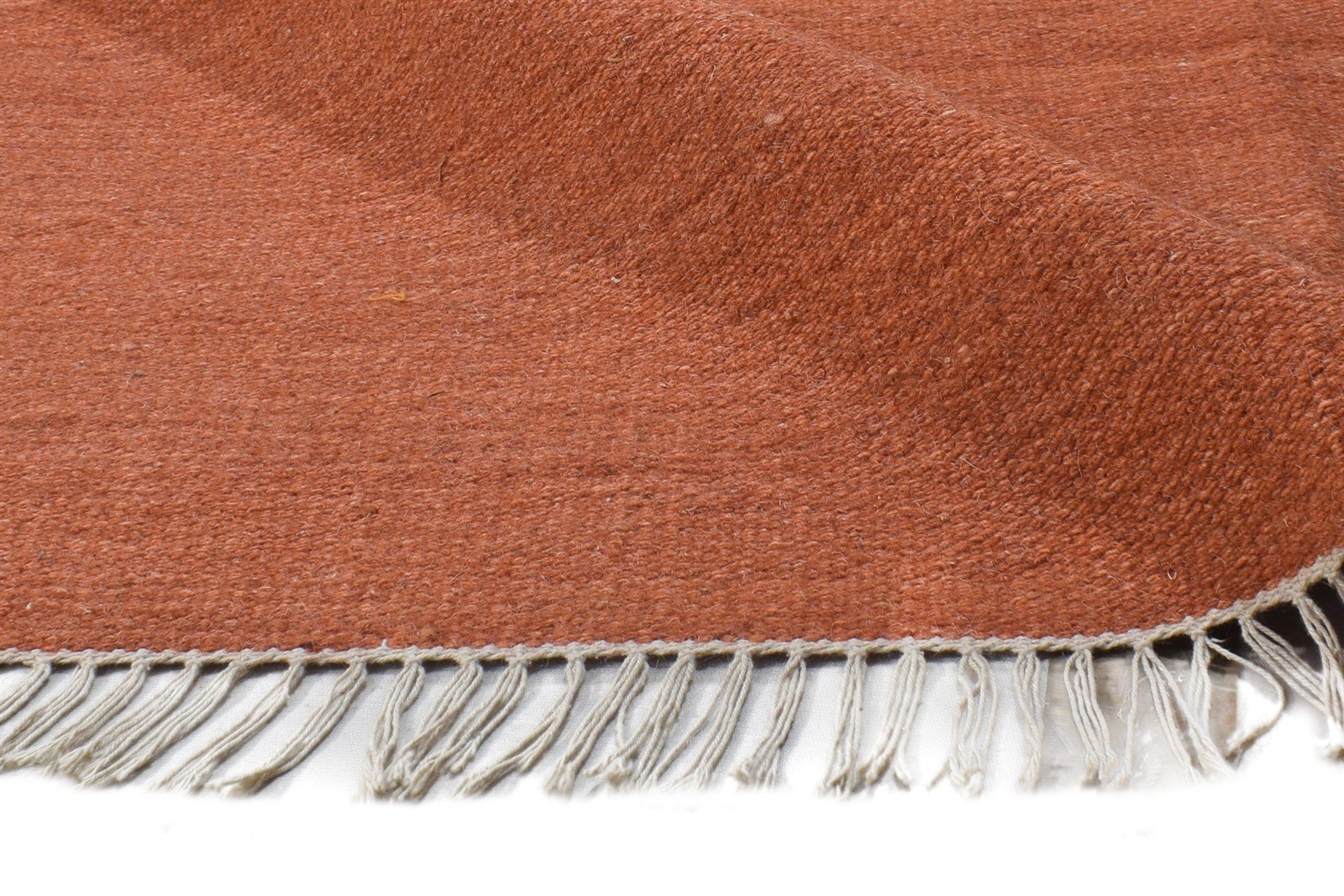 Rust Wool Rug 4' X 6' Modern Dhurrie Scandinavian Solid Room Size Carpet 