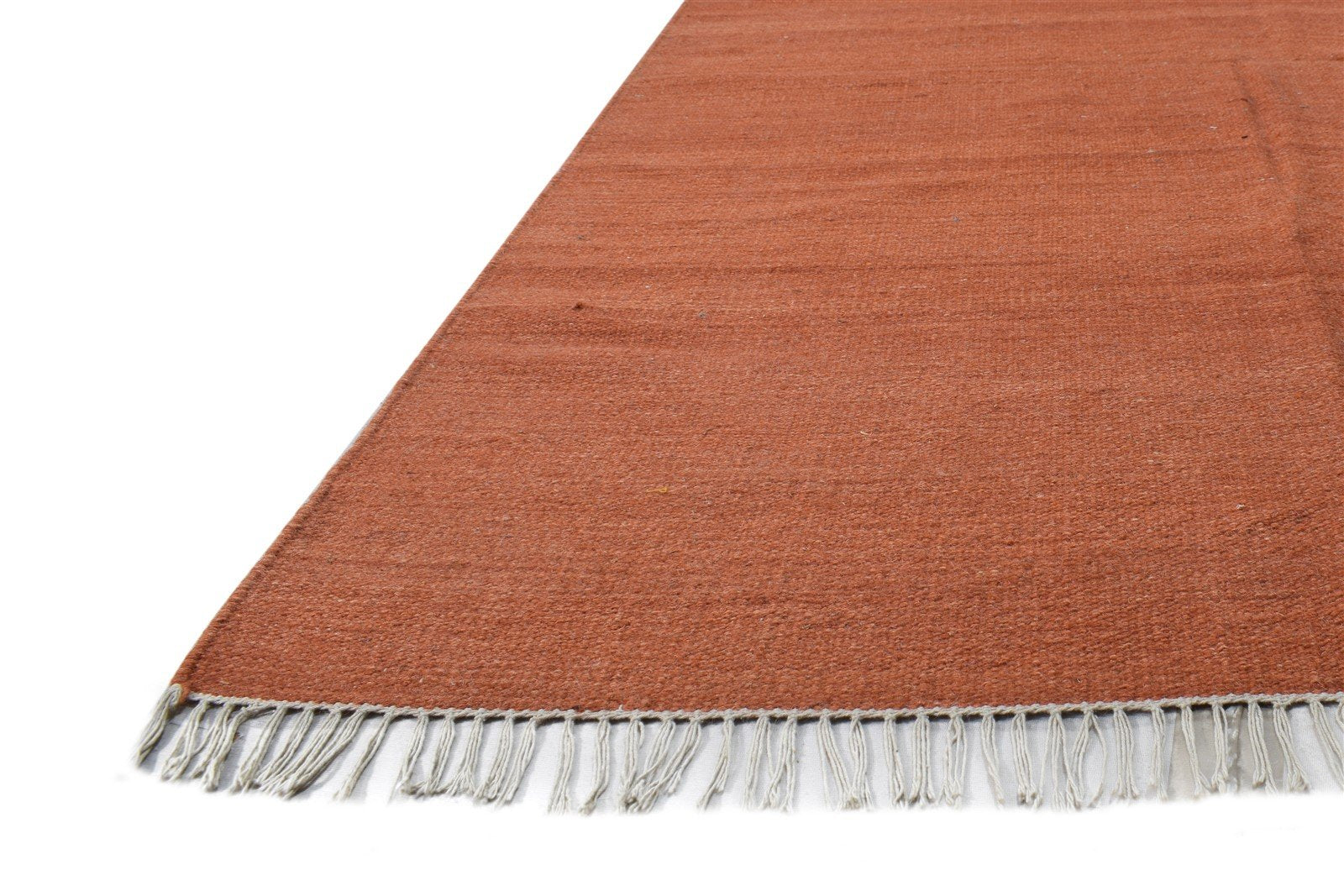 Rust Wool Rug 4' X 6' Modern Dhurrie Scandinavian Solid Room Size Carpet 