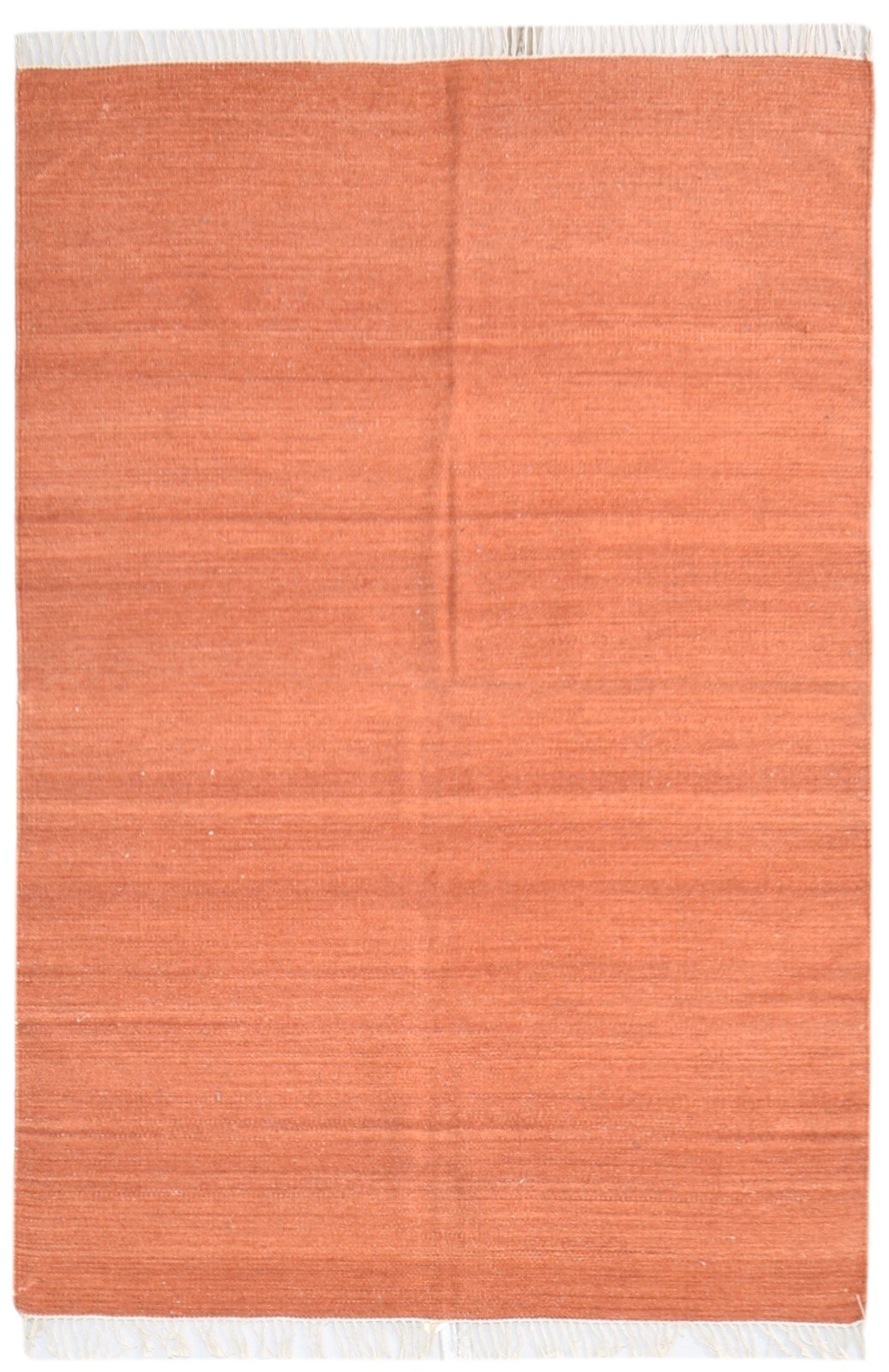 Rust Wool Rug 4' X 6' Modern Dhurrie Scandinavian Solid Room Size Carpet 