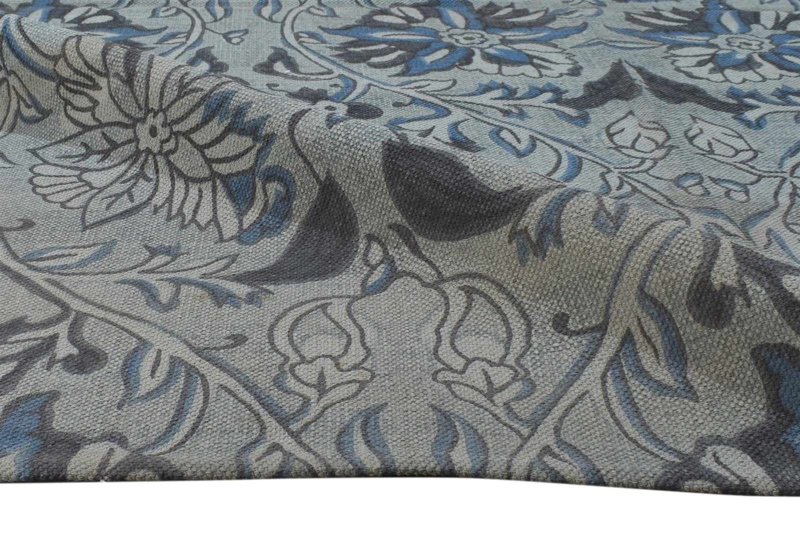 Wool Grey Rug 5' X 7' Transitional Dhurrie European Damask Room Size Carpet 