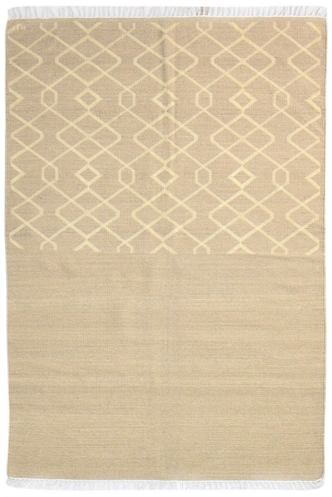 4' X 6' Rug Wool Brown Modern Dhurrie Scandinavian Nordic Room Size Carpet 