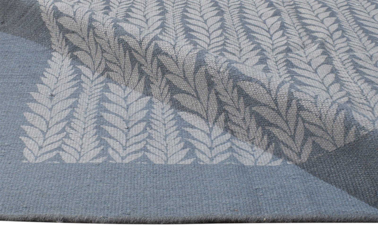 Dhurrie Blue Wool Rug 5' X 8' Modern Scandinavian Nordic Room Size Carpet 