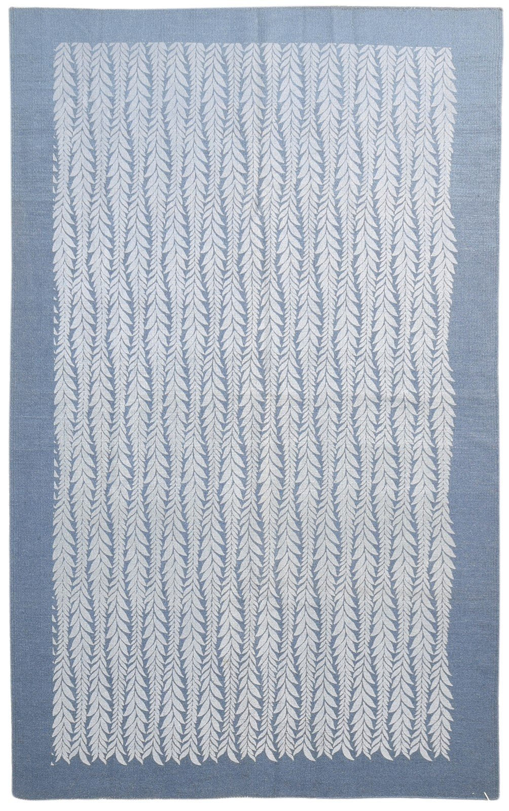 Dhurrie Blue Wool Rug 5' X 8' Modern Scandinavian Nordic Room Size Carpet 