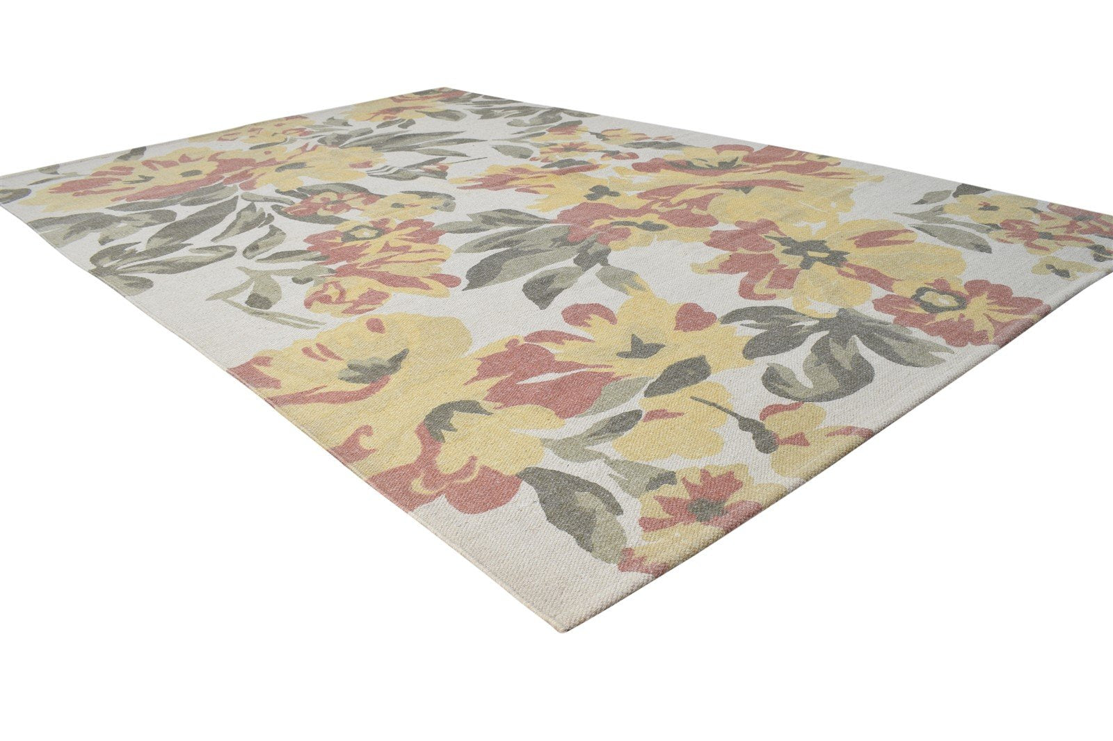 Grey Wool Rug 5' X 8' Transitional Dhurrie European Floral Room Size Carpet 