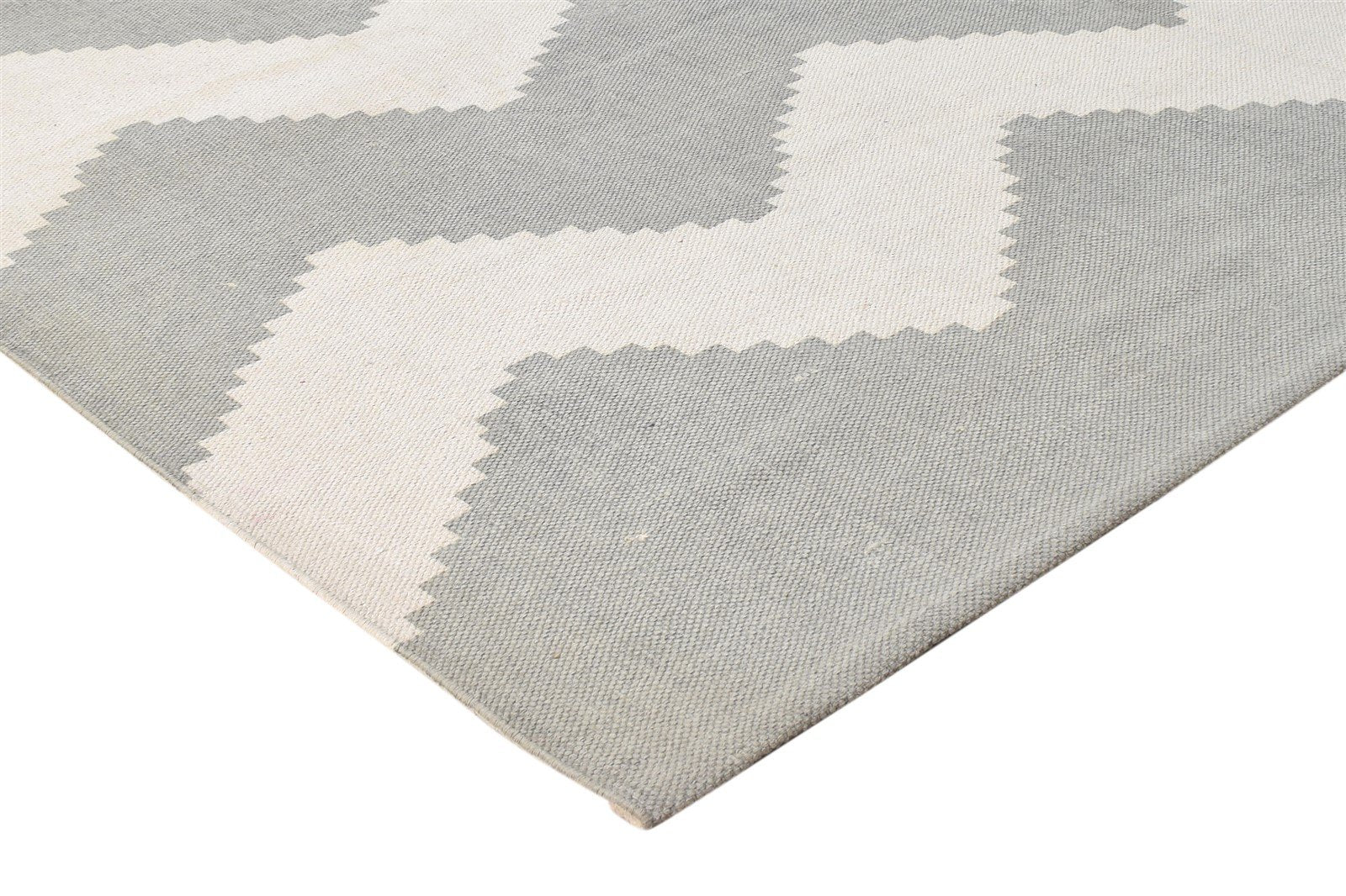 Wool Beige Rug 5' X 8' Modern Dhurrie American Chevron Room Size Carpet 