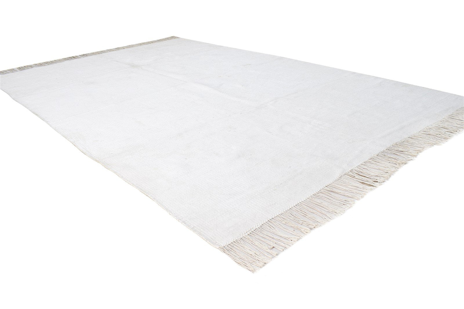 5' X 8' Rug Wool Ivory Modern Dhurrie Scandinavian Solid Room Size Carpet 