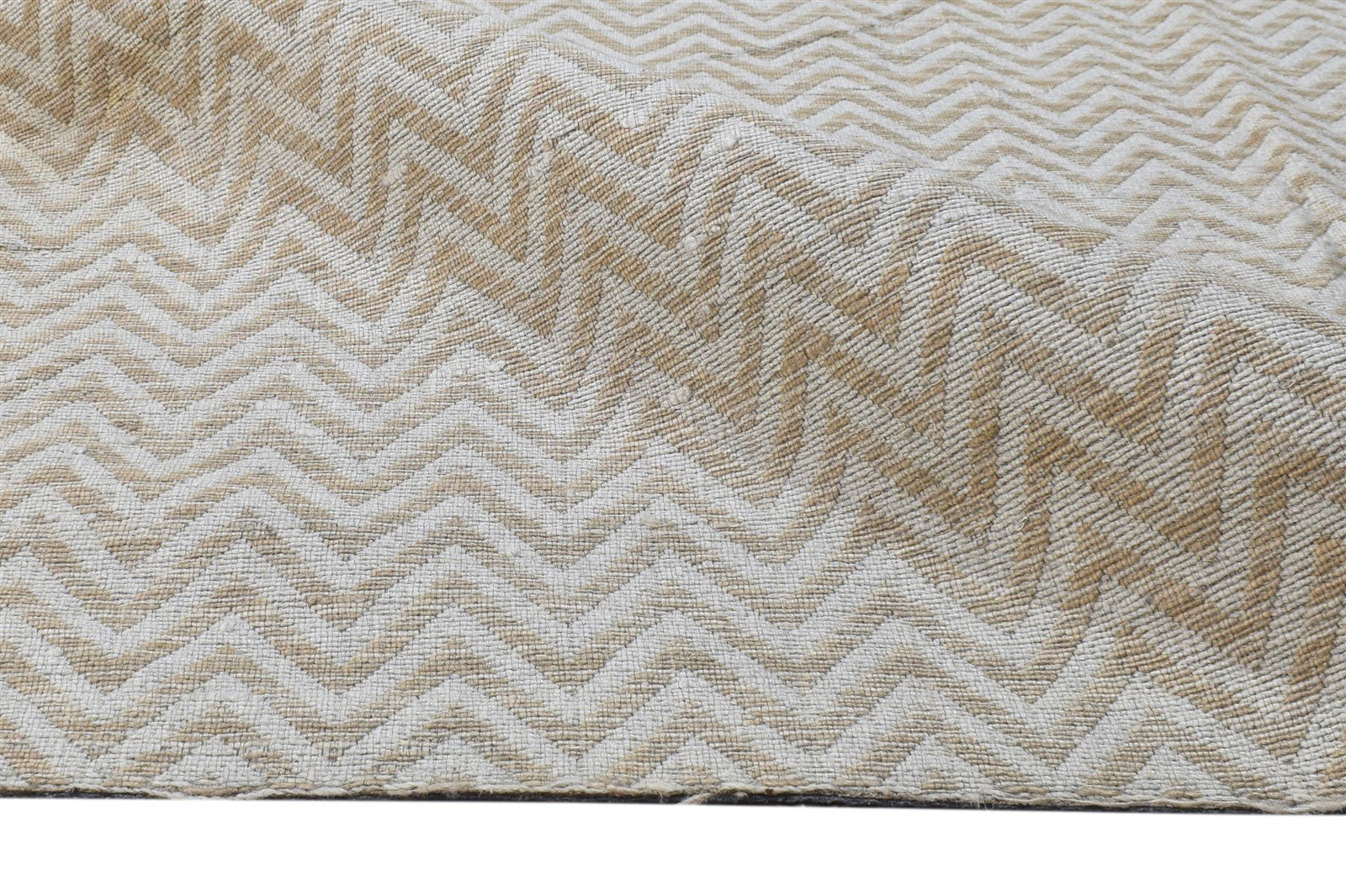 Wool Brown Rug 5' X 7' Modern Dhurrie American Chevron Room Size Carpet 