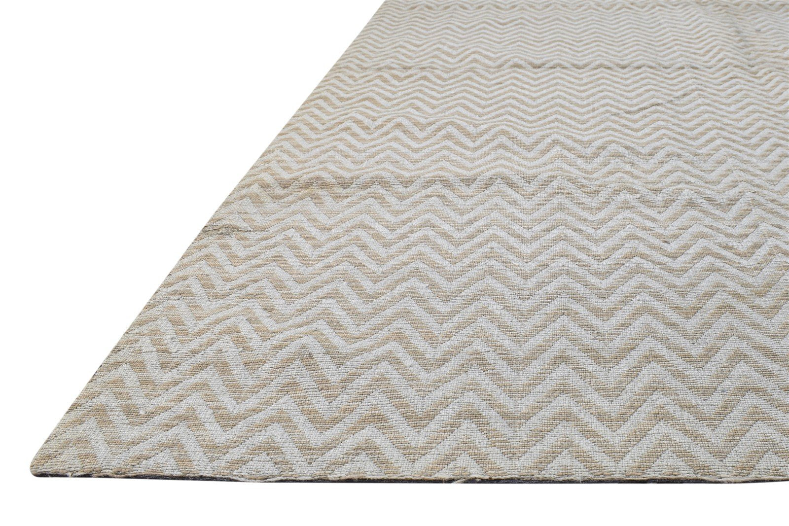 Wool Brown Rug 5' X 7' Modern Dhurrie American Chevron Room Size Carpet 