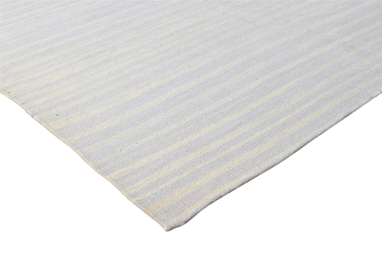 Dhurrie Grey Wool Rug 5' X 8' Modern Scandinavian Striped Room Size Carpet 