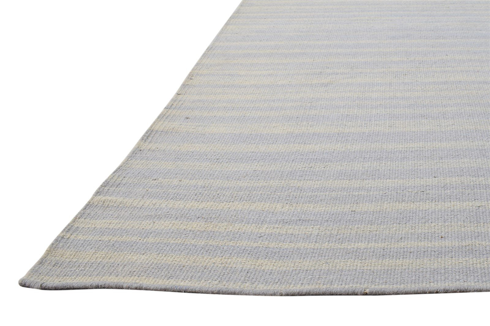 Dhurrie Grey Wool Rug 5' X 8' Modern Scandinavian Striped Room Size Carpet 