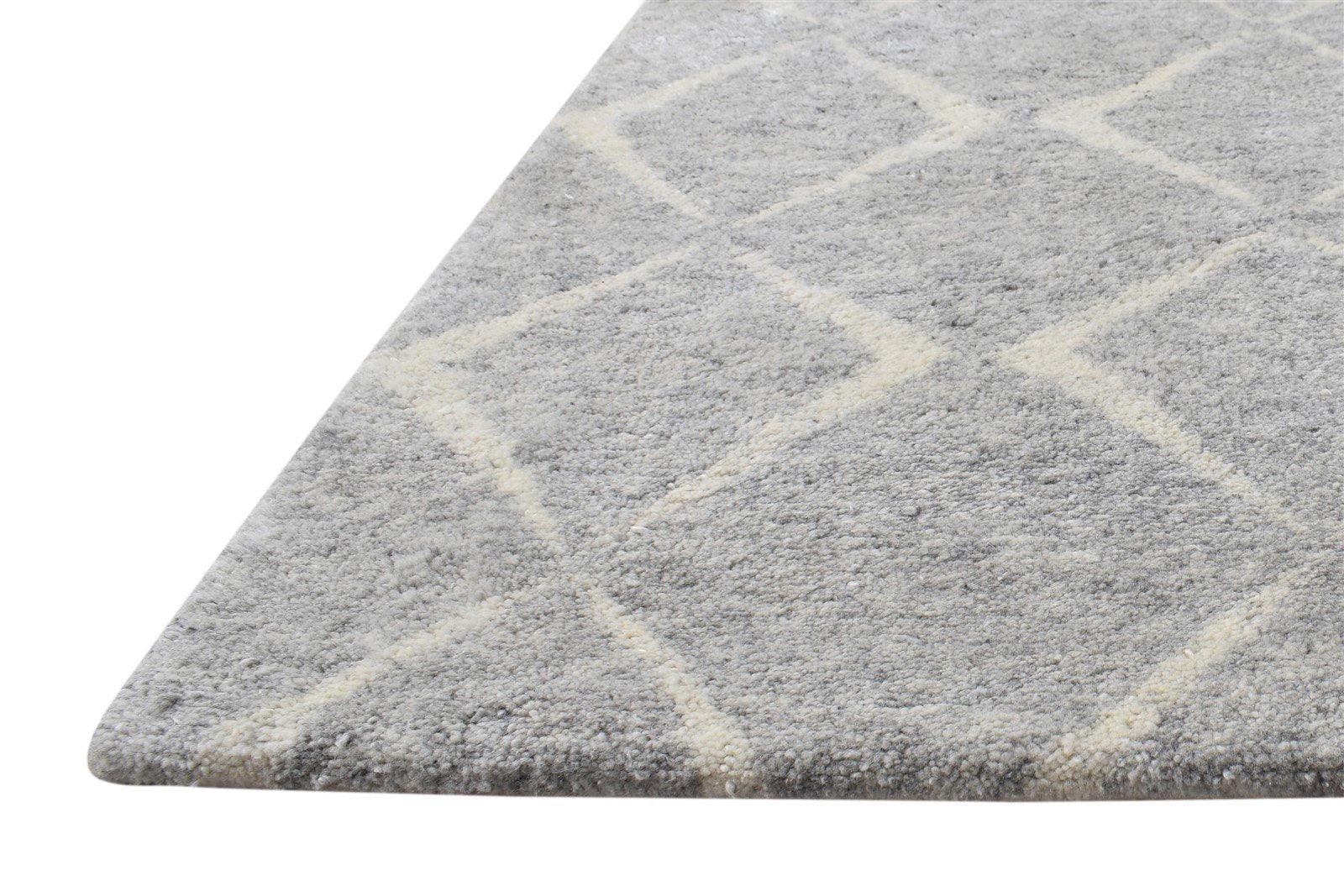 2' X 3' Rug Wool Silk Grey Shag Hand Knotted Moroccan Diamond Small Carpet 