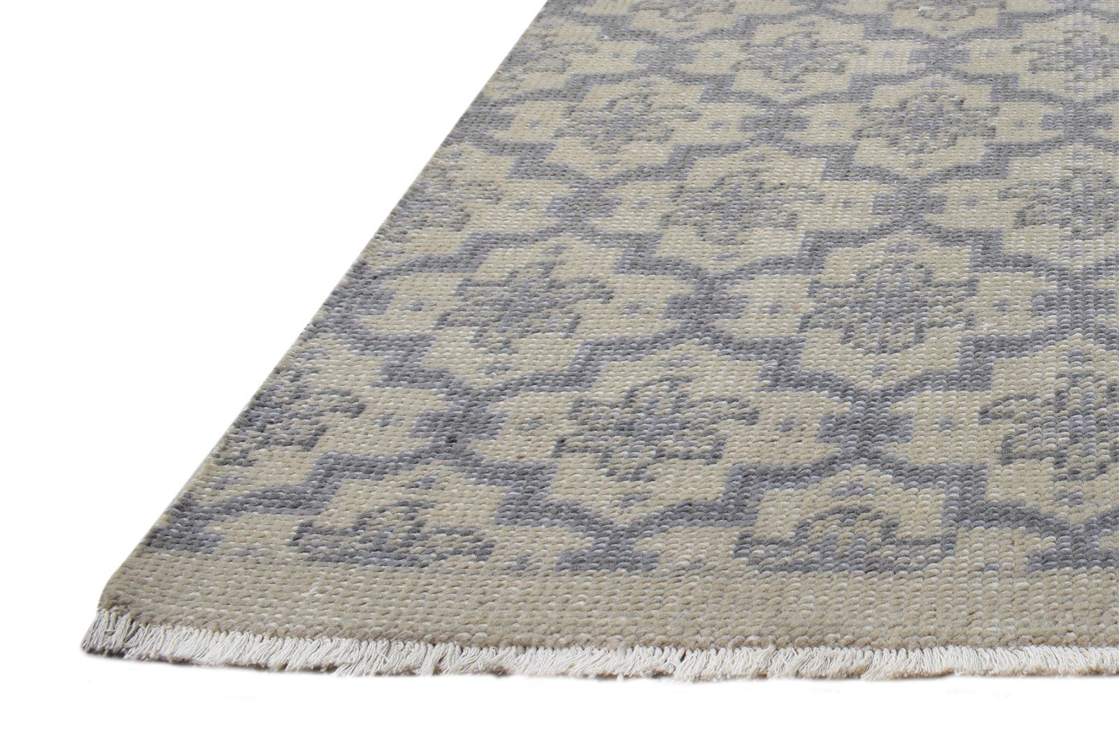 Hand Knotted Beige Wool Rug 2' X 2' Modern Moroccan Trellis Small Carpet 