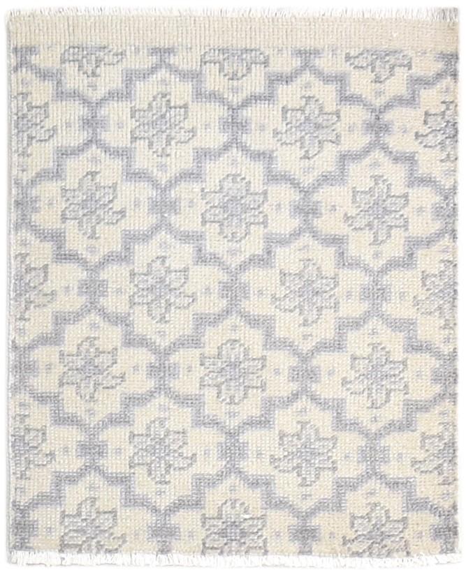 Hand Knotted Beige Wool Rug 2' X 2' Modern Moroccan Trellis Small Carpet 