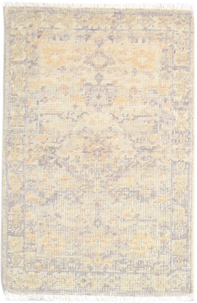 Beige Wool Rug 2' X 3' Persian Hand Knotted Khotan Oriental Small Carpet 