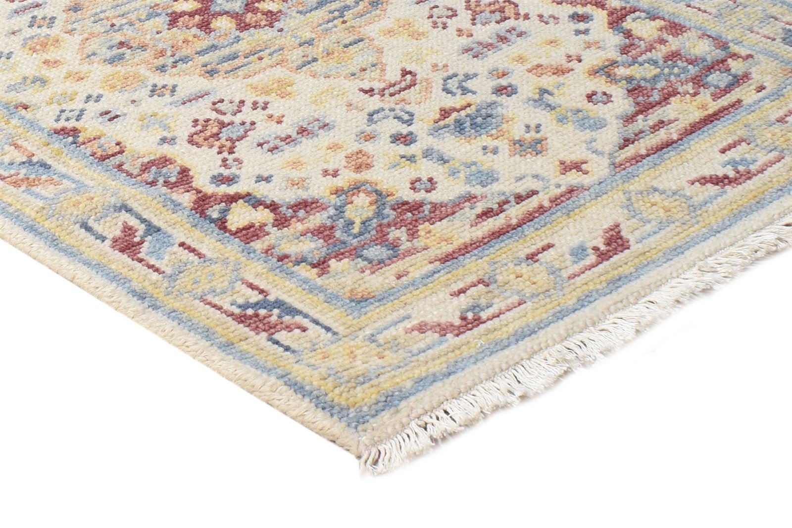 Wool Beige Rug 2' X 3' Persian Hand Knotted Heriz-Indian Medallion Small Carpet 