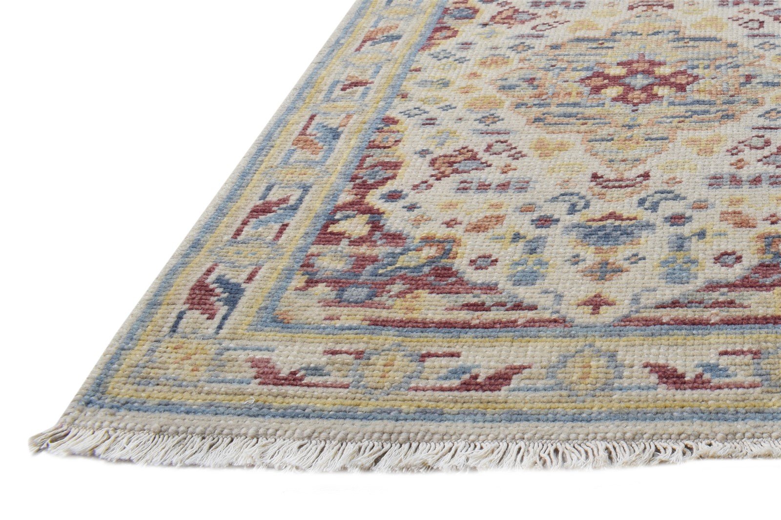 Wool Beige Rug 2' X 3' Persian Hand Knotted Heriz-Indian Medallion Small Carpet 