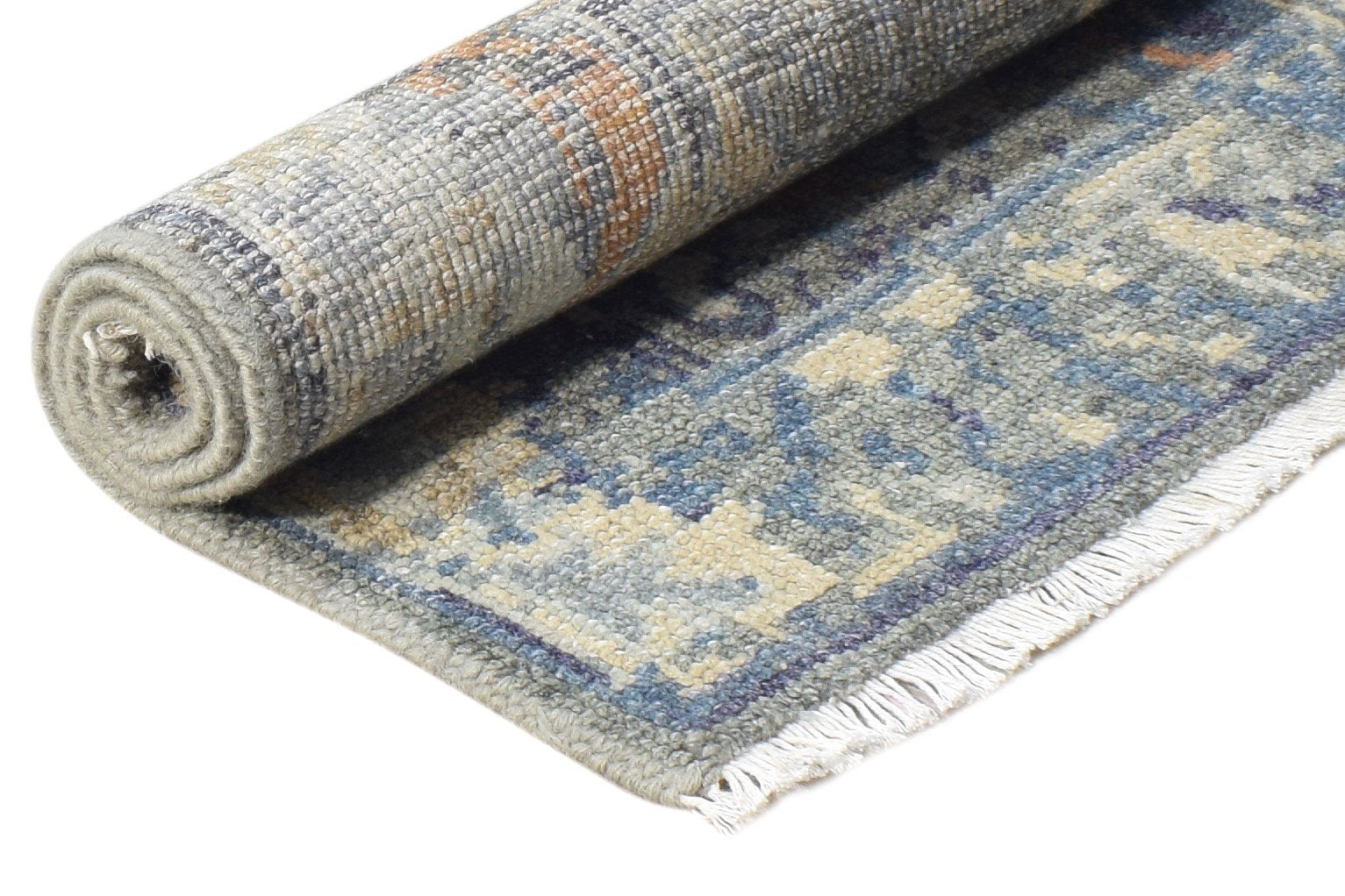 Yevette Wool Silk Beige Rug 2X3 Modern Hand Knotted Heriz-Indian Abstract   7865144311957