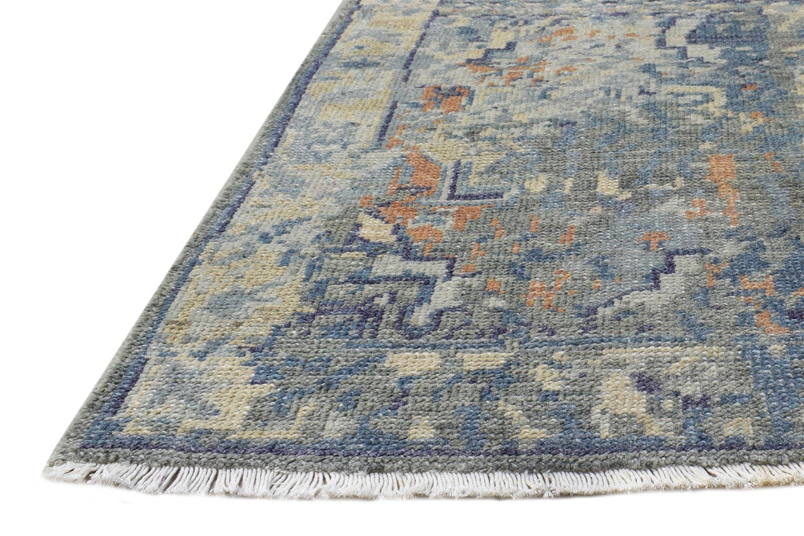 Wool Silk Beige Rug 2X3 Modern Hand Knotted Heriz-Indian Abstract Small Carpet 