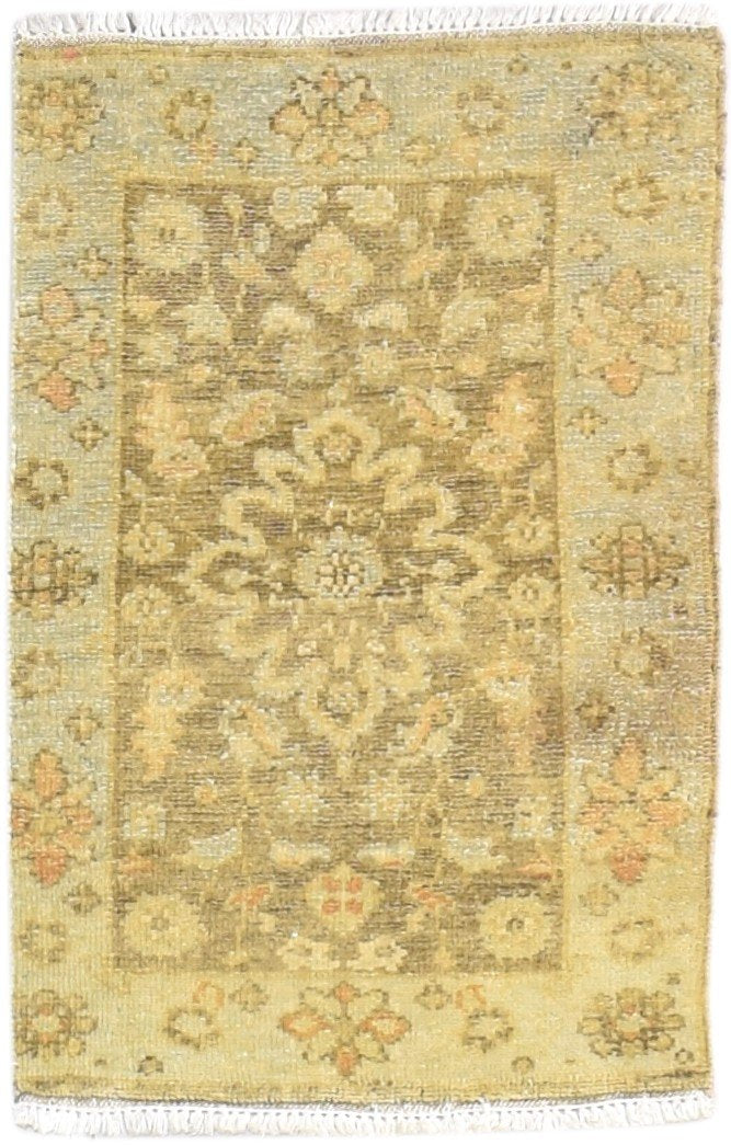 2' X 3' Rug Wool Brown Persian Hand Knotted Oushak Oriental Small Carpet 