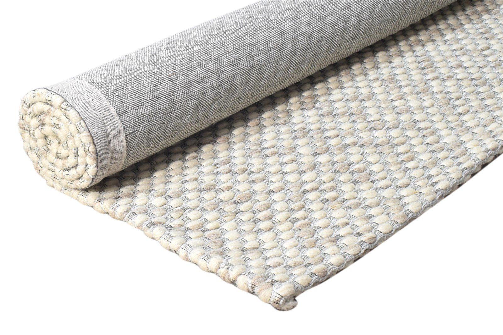 Cream Wool Rug 3' X 5' Modern Hand Woven Scandinavian Solid Room Size Carpet 