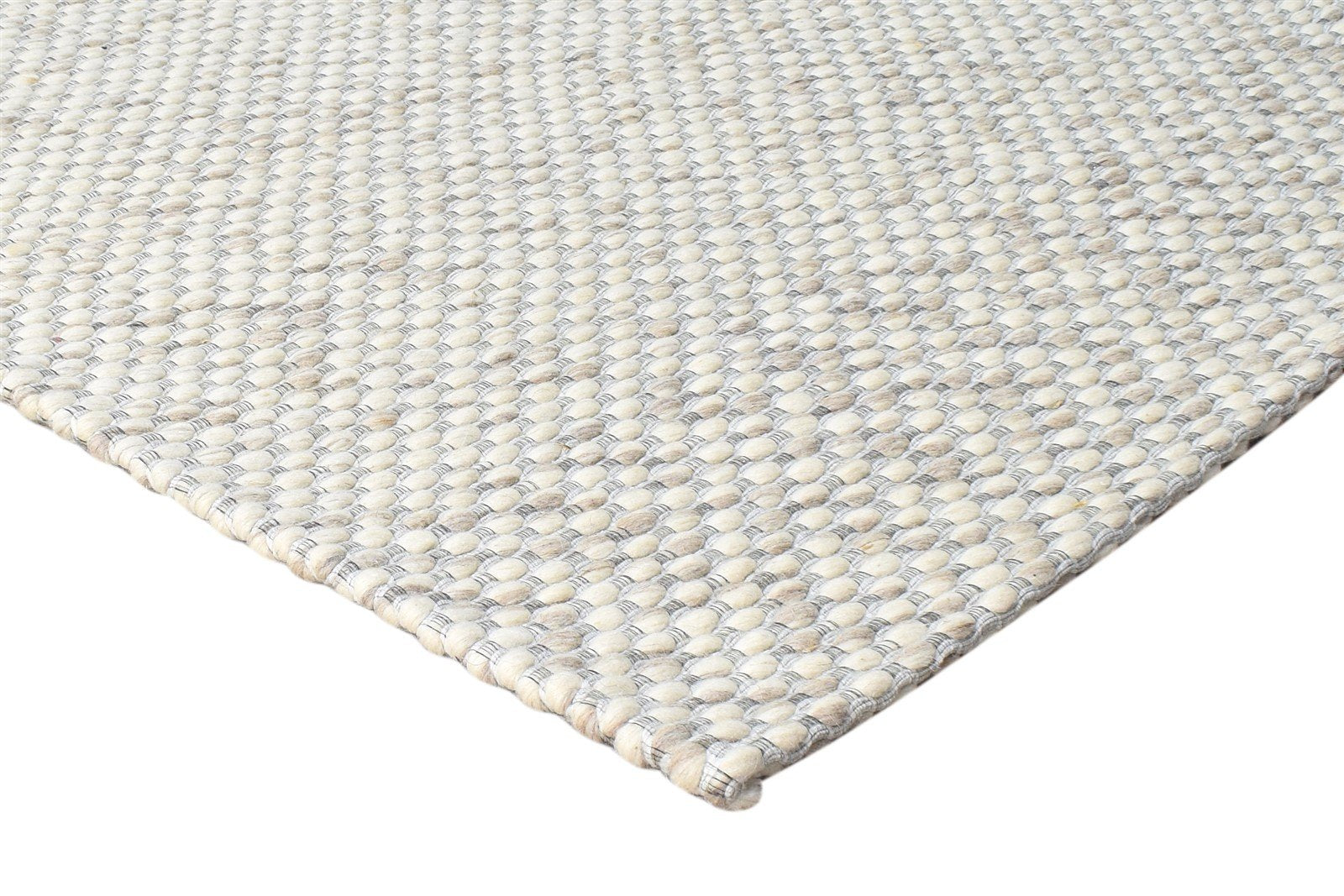 Cream Wool Rug 3' X 5' Modern Hand Woven Scandinavian Solid Room Size Carpet 