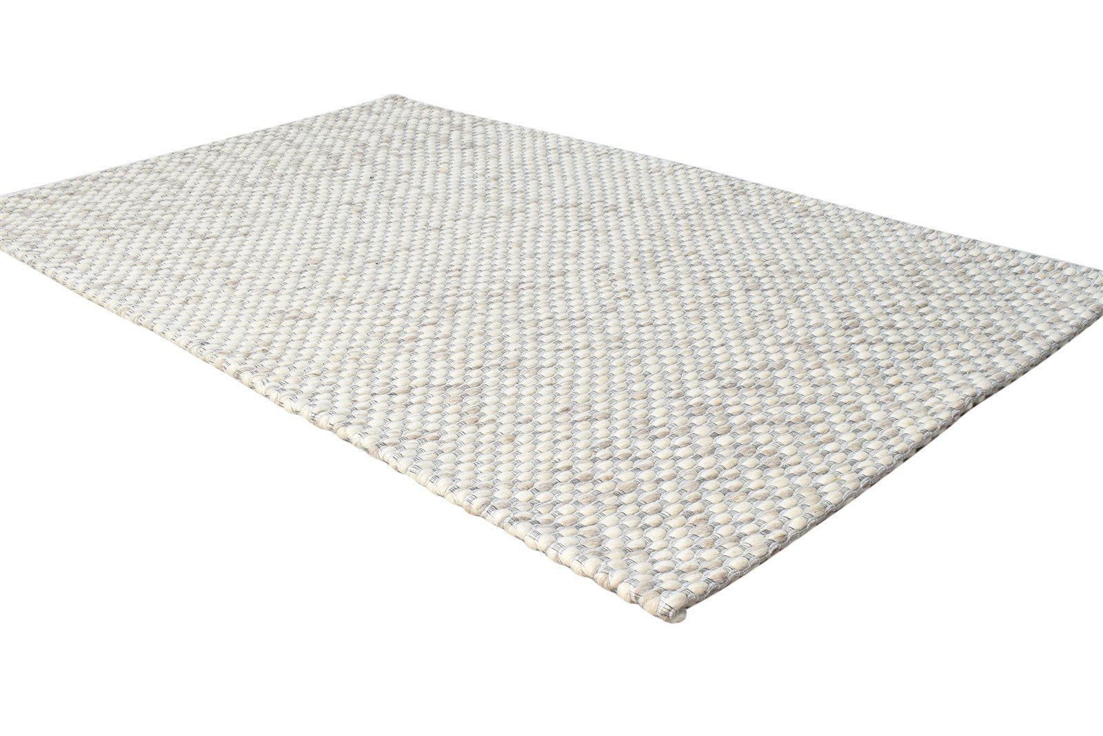 Cream Wool Rug 3' X 5' Modern Hand Woven Scandinavian Solid Room Size Carpet 