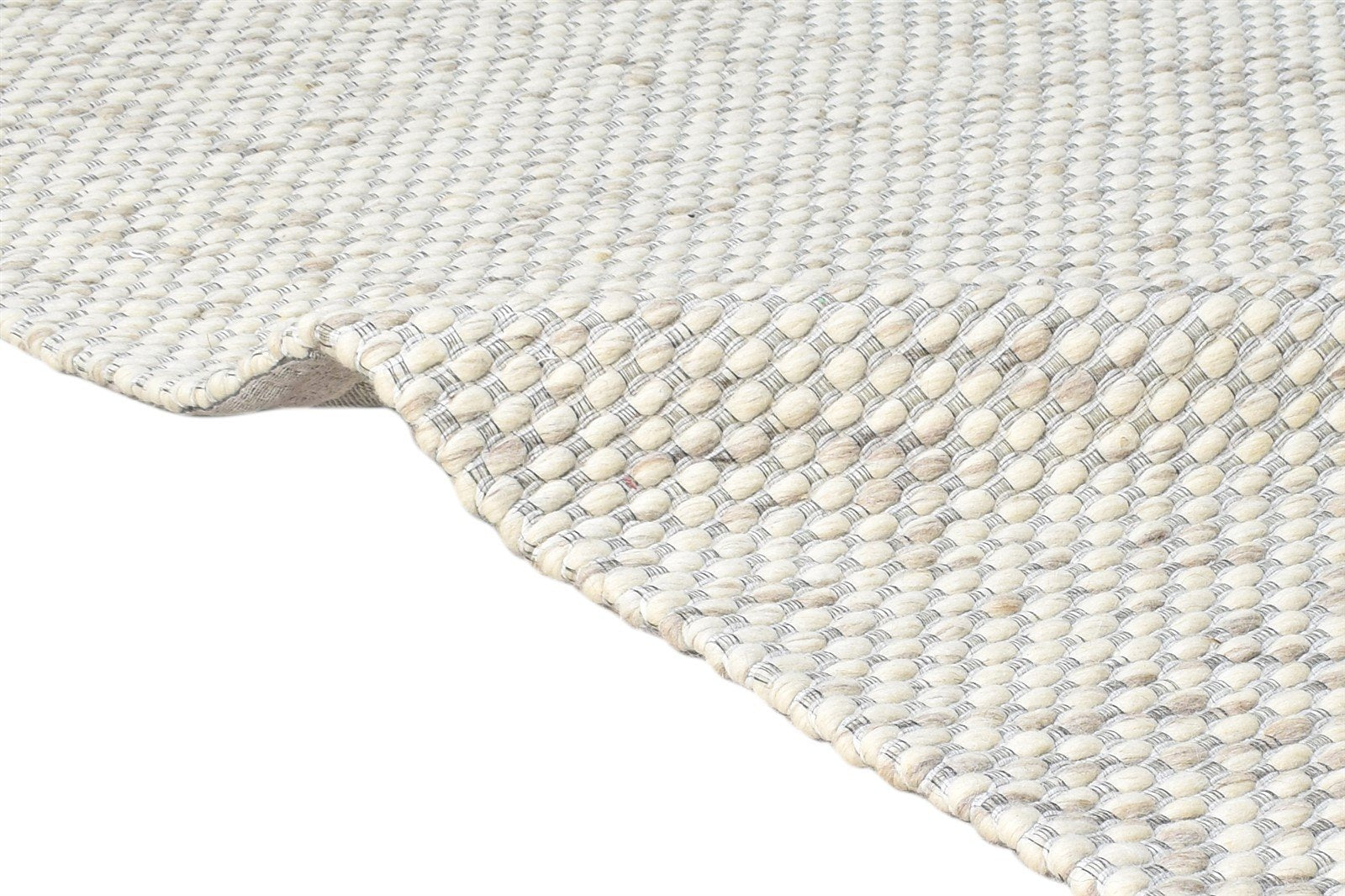 Cream Wool Rug 3' X 5' Modern Hand Woven Scandinavian Solid Room Size Carpet 