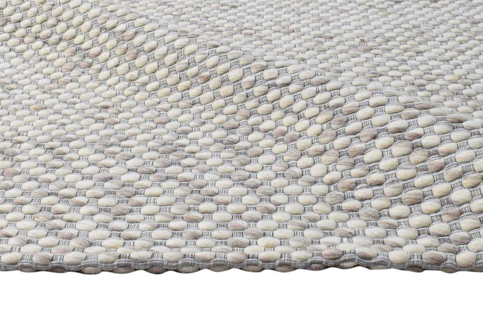 Cream Wool Rug 3' X 5' Modern Hand Woven Scandinavian Solid Room Size Carpet 