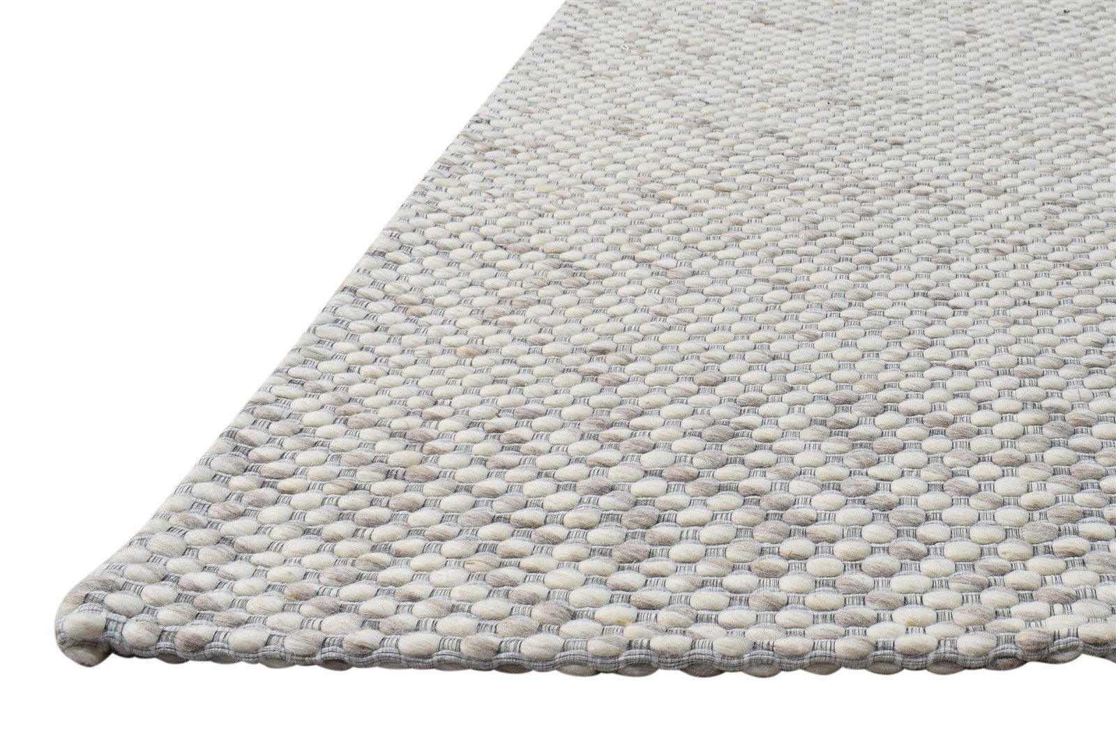 Cream Wool Rug 3' X 5' Modern Hand Woven Scandinavian Solid Room Size Carpet 