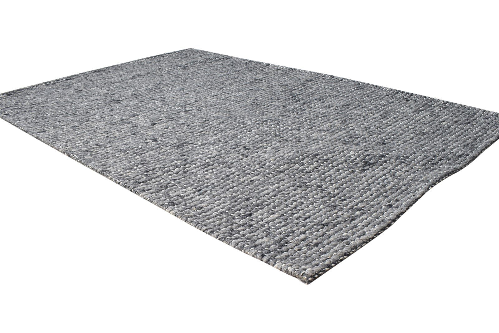 Wool Charcoal Rug 4' X 6' Modern Hand Woven Scandinavian Solid Room Size Carpet 