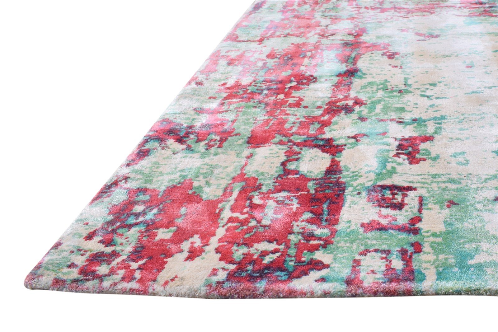 6' X 6' Rug Silk Red Modern Handloom American Abstract Room Size Carpet 